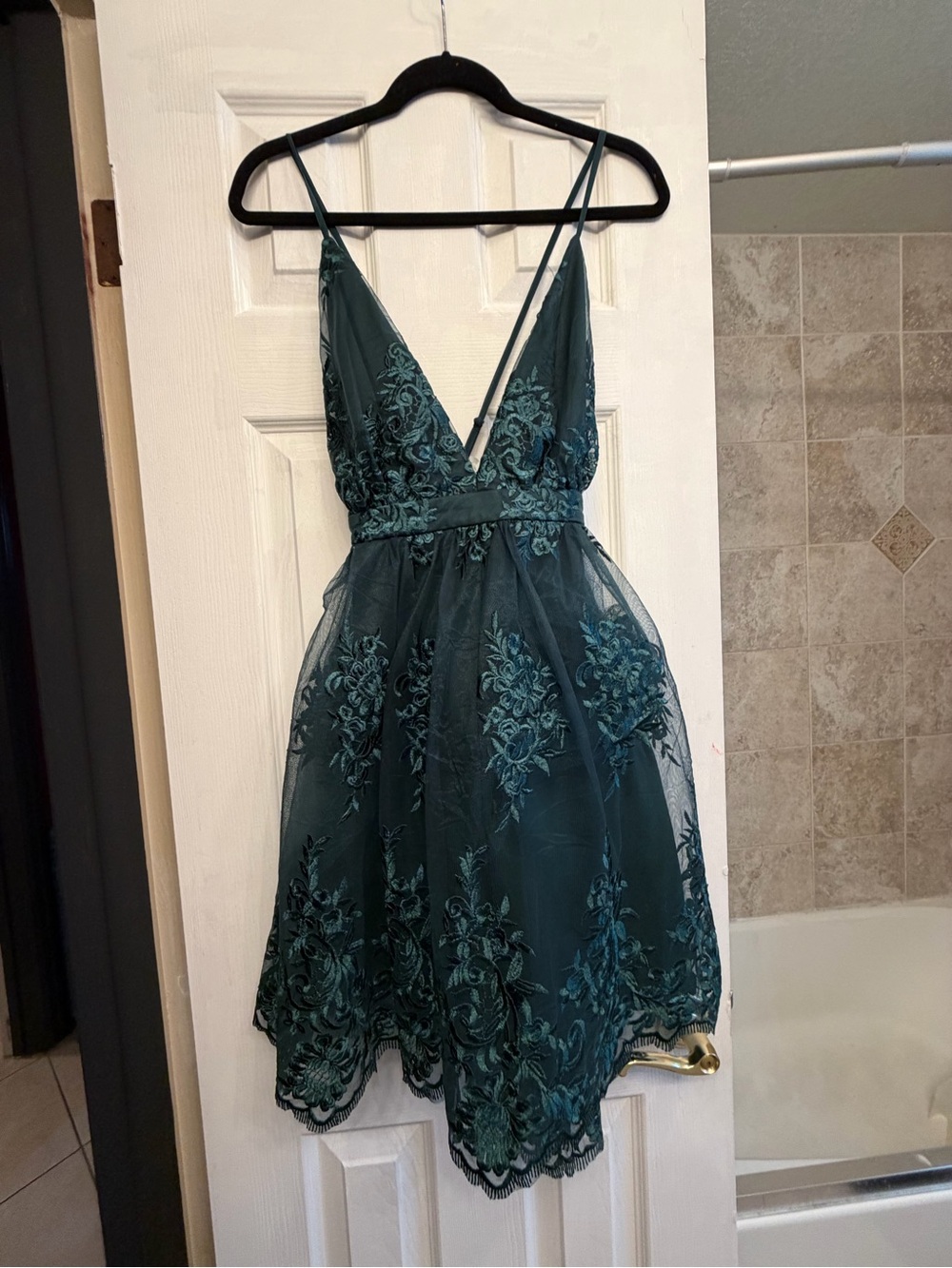 Lulus Deep Teal party V-Neck Dress